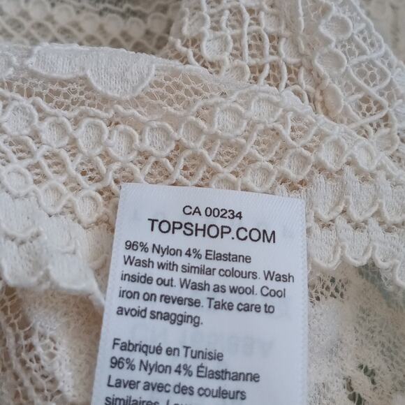 Topshop Lace Floral Short Sleeve Crop Top Cream 6 - Picture 7 of 7